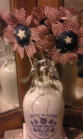 Gathering Of Primitive Handmade Americana Sunflowers On Twigs photo
