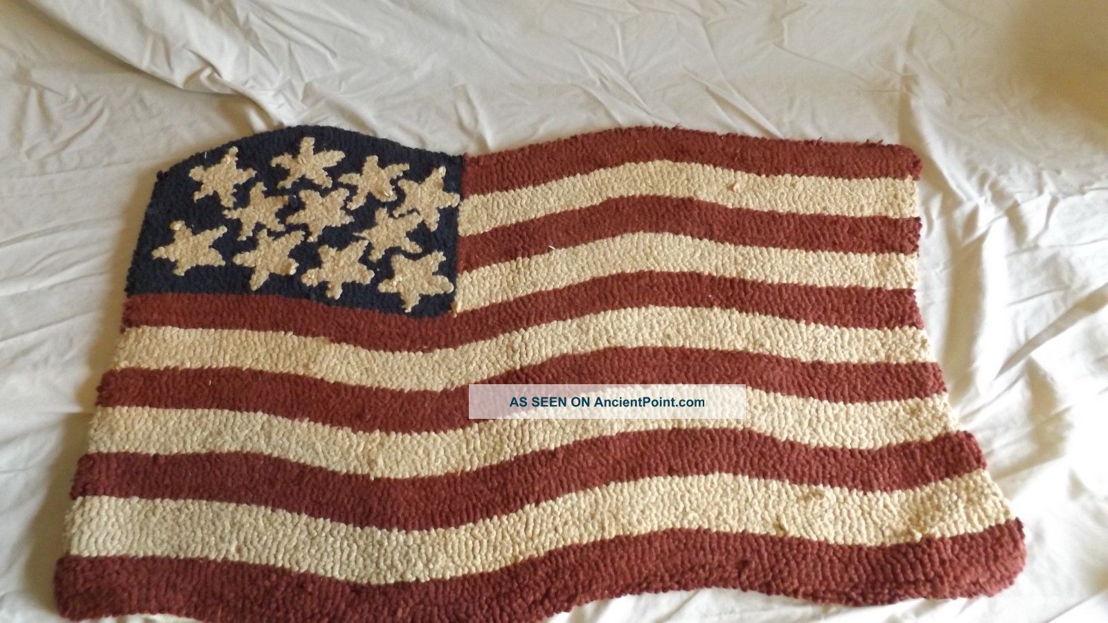 Vintage American Flag Hooked Rug 35 