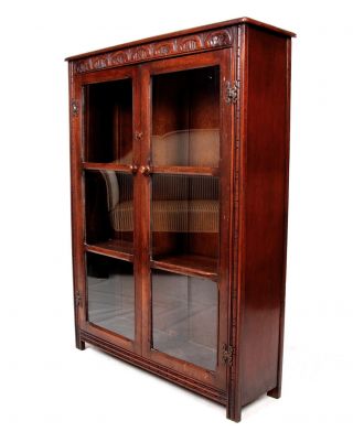 Vintage Oak Bookcase Glazed Display Cabinet Jaycee Priory Old Charm Style photo