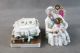 19th Old Paris Style Double Inkwell Figural Grandmother W/little Girl Figurines photo 5