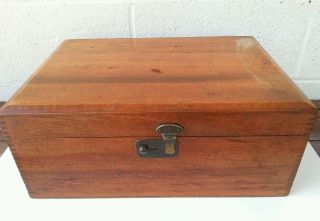 Vintage Oak Wood Jointed Box Chest photo