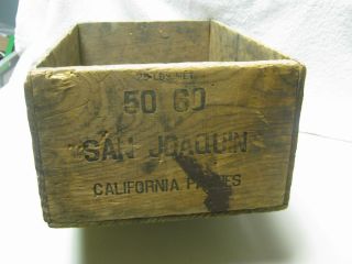 Vintage San Joaquin California Prunes Wooden Crate Primitive Wood Box Rare Old photo