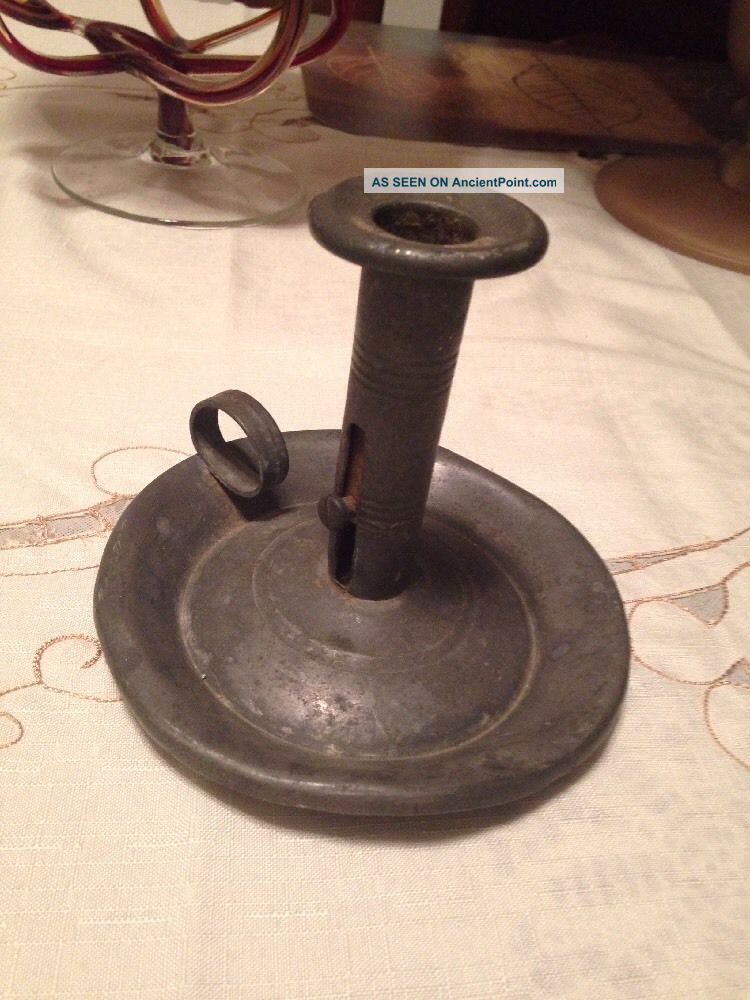 Antique Primitive Pewter Push Up Candleholder Primitives photo