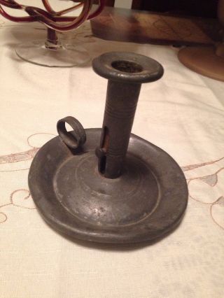 Antique Primitive Pewter Push Up Candleholder photo