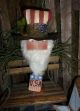 Primitive Uncle Sam Head Bobbin - Usa Americana Rusty Ole Doll 11x6in. Primitives photo 1