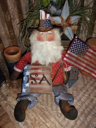 Primitive 20 In.  Uncle Sam - Rusty Ole Doll - Americana - 4th Of July 25 photo