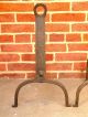 Antique Early American Hand Wrought Iron Fireplace Hearth Andirons 1750 - 1790 Primitives photo 1