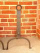 Antique Early American Hand Wrought Iron Fireplace Hearth Andirons 1750 - 1790 Primitives photo 2
