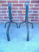 Antique Early American Hand Wrought Iron Fireplace Hearth Andirons 1750 - 1790 Primitives photo 7