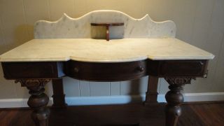 Walnut Victorian Marble Top Table photo