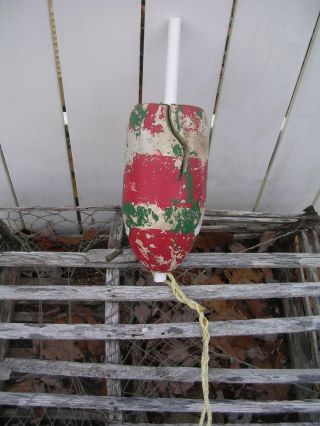 Maine Red White Green Lobster Trap Buoy Pot Bouy Float Nautical Ocean Shore 991 photo