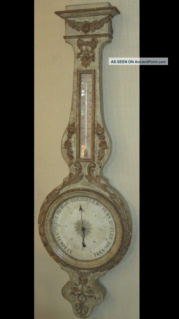 Unusual Antique 19th C Louis Xvi Style Barometer Barometers photo