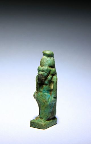 Ancient Egyptian Large Horus Amulet With Double Crown Late Period 664 - 332 Bc photo