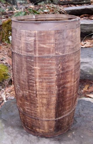 Primitive Barrel Wooden Nail Keg 