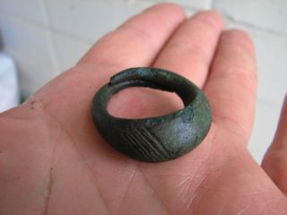 Very Large Size,  Massive 18 Gr Old Ancient Bronze Brutal Viking Ring 668 photo