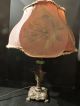 Stunning Art Deco Lamp With Jadeite & Orig Hand Painted Bird Shade Lamps photo 10
