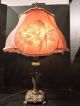 Stunning Art Deco Lamp With Jadeite & Orig Hand Painted Bird Shade Lamps photo 3