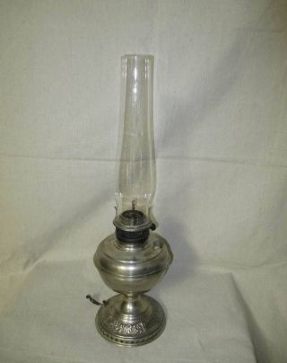 C1800s Bradley & Hubbard B&h Nickle Plated Kerosene Oil Lantern Lamp Converted photo
