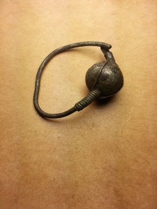 Ancient Byzantine Bronze Earring - Decorated photo