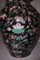 Vintage Large Chinese Hand Painted Black Porcelain Jar/ Elephant Handles/ Vases photo 8