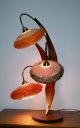 Large Mcm Spaghetti Flying Saucer Shade Walnut Lamp Mid-Century Modernism photo 2