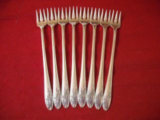 (8) Oneida Tudor Silverplate Seafood Forks,  1946 Queen Bess L photo