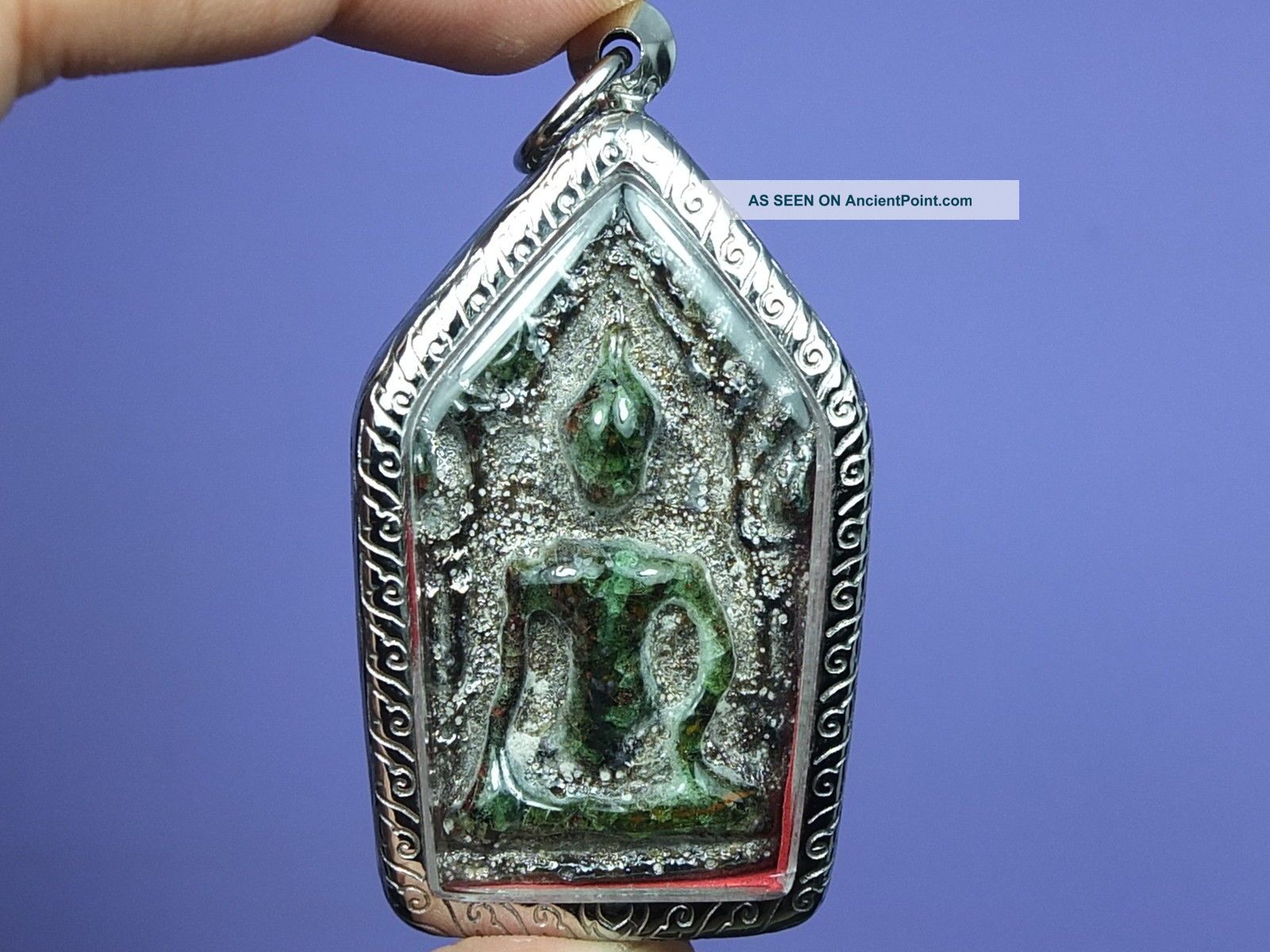 Old Antique Phra Khunpaen Nadoon,  Maha Sarakam Province Thai Buddha Amulet Amulets photo