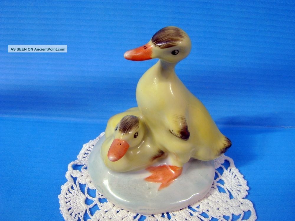 Vintage Porcelain Hungarian Aquincum Cute Duck Paar Handpainted Marked Figurines photo