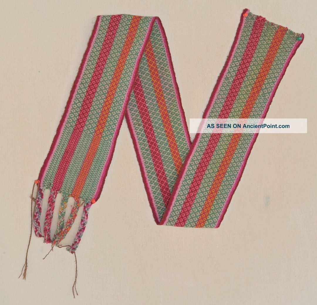 Antique Aymara Andes Indian Sash Hand - Woven Llama Wool Belt Tm10138 Native American photo