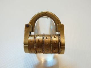 Antique French Resettable Combination Padlock 4 Wheels photo