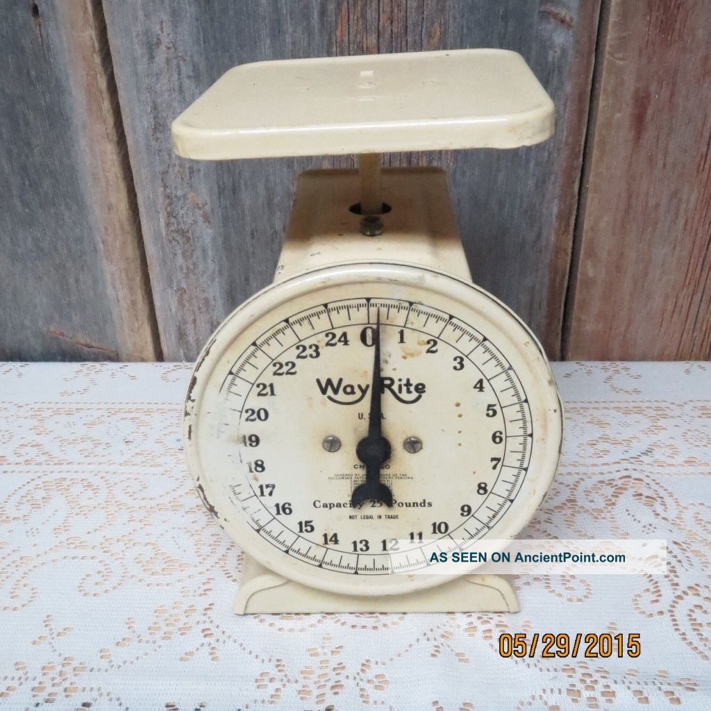 Vintage Ivory Way Rite Kitchen Scale Scales photo