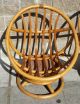 Mid - Century Modern Swivel Bamboo Rattan Hoop Pod Egg Chairs (2) Good Cond Mid-Century Modernism photo 3