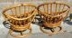 Mid - Century Modern Swivel Bamboo Rattan Hoop Pod Egg Chairs (2) Good Cond Mid-Century Modernism photo 6