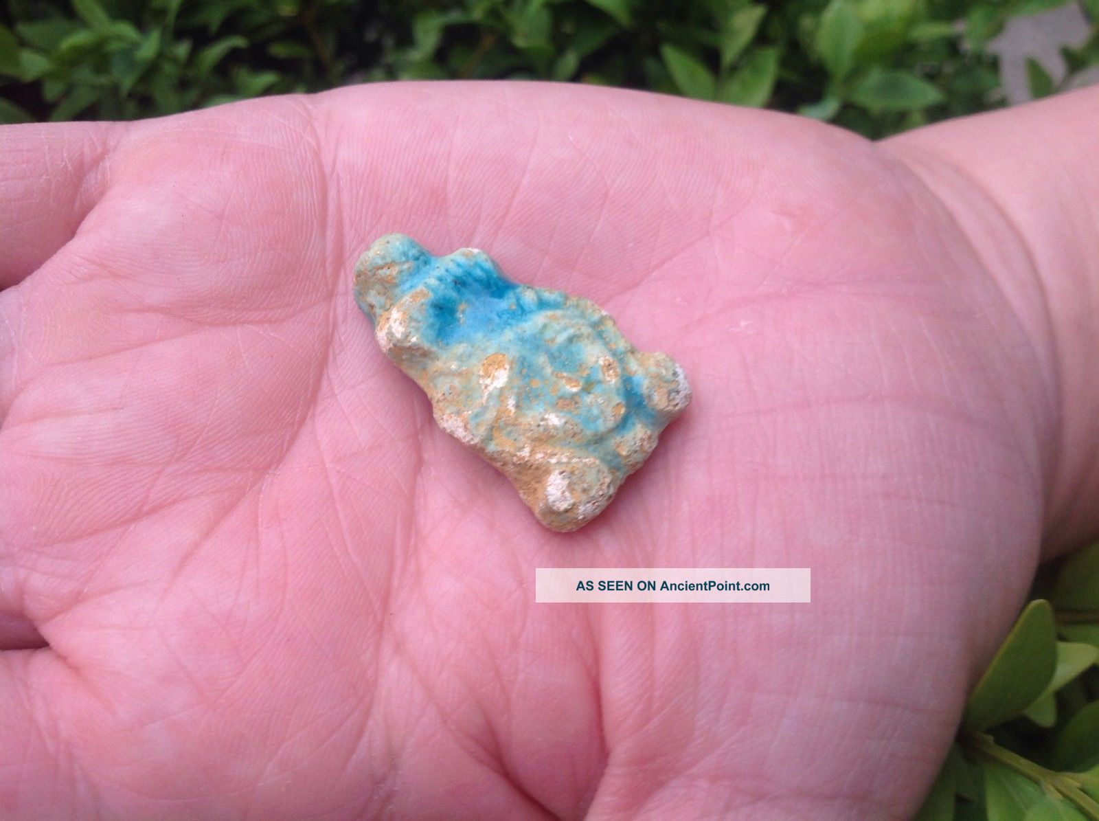 Ancient Egyptian Faience Style Head Amulet 4th - 1st Century Bc. Egyptian photo