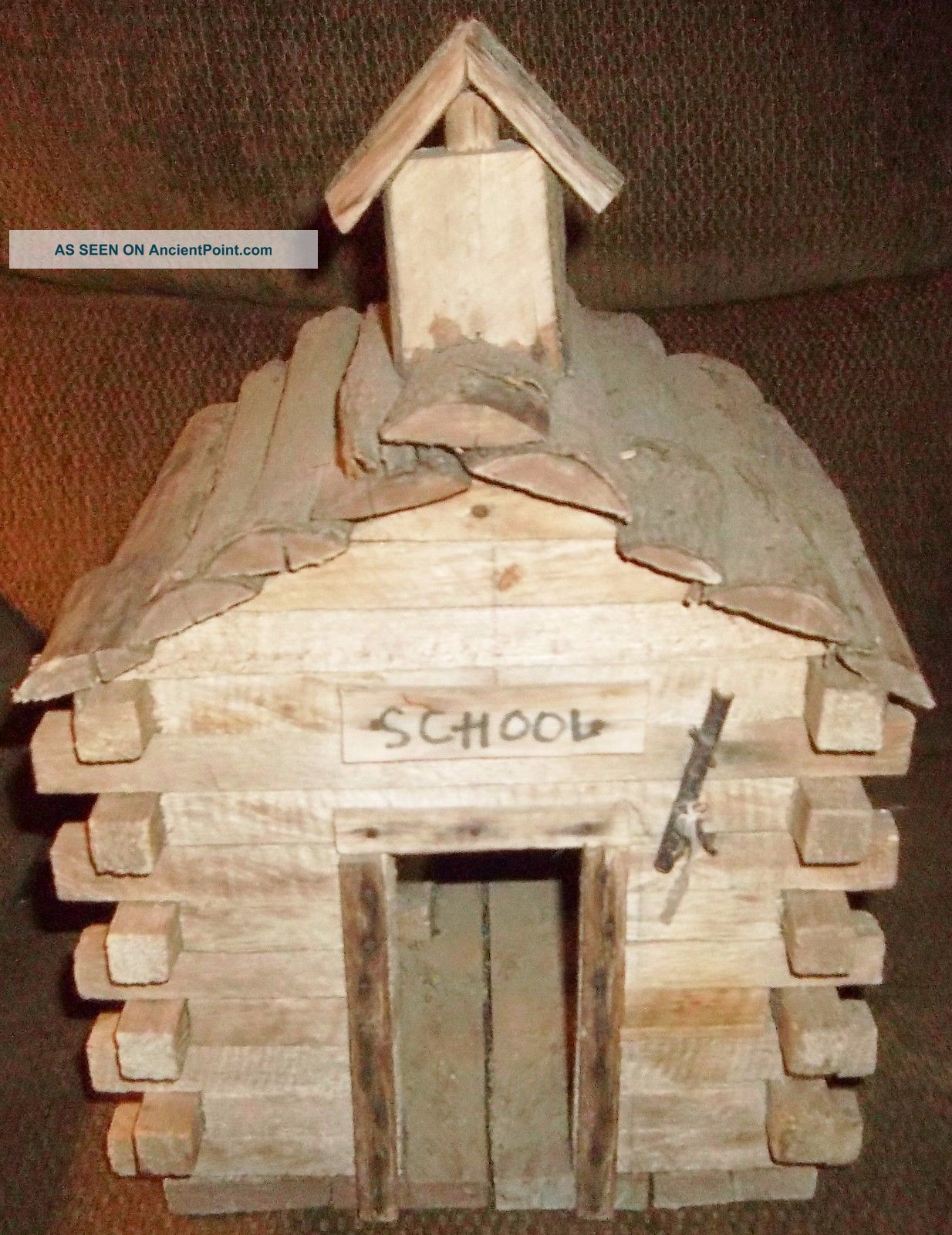 Wood Folk Art Primitive ? Rustic Old School Birdhouse Wooden Bird House With. Primitives photo
