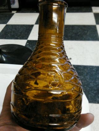 Scarce Antique Amber Glass Stars& Moon Owen ' S - Illinois Logo.  Baghdad photo