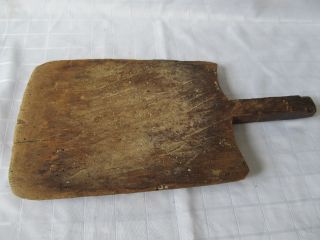 Old Antique Primitive Wooden Wood Rare Bread Cutting Board Dough Plate photo
