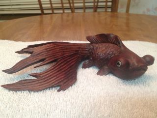 Antique Hand Carved Wooden Gold Fish.  Very Detailed Item photo