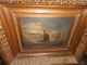 Very Old Oil Painting,  { Sailboats With A Full Moon,  Great Frame },  Is Antique Other Antique Decorative Arts photo 1