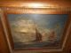 Very Old Oil Painting,  { Sailboats With A Full Moon,  Great Frame },  Is Antique Other Antique Decorative Arts photo 5