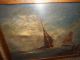 Very Old Oil Painting,  { Sailboats With A Full Moon,  Great Frame },  Is Antique Other Antique Decorative Arts photo 6