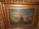 Very Old Oil Painting,  { Sailboats With A Full Moon,  Great Frame },  Is Antique Other Antique Decorative Arts photo 7