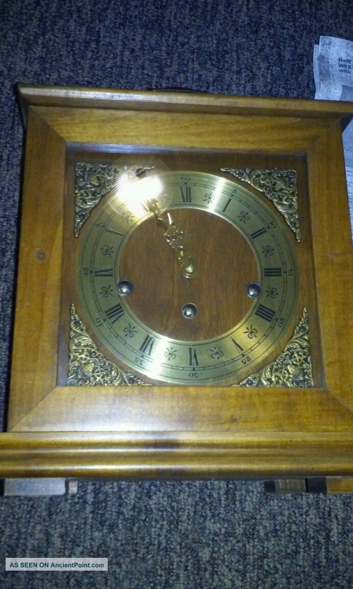 Vintage Welby Elgin Westminster Shelf Mantel Clock Wood Wooden W/ Key