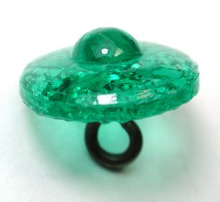 Antique Charmstring Button Green Uranium Glass Glory Mold Back Design photo
