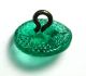 Antique Charmstring Button Green Uranium Glass Glory Mold Back Design Buttons photo 2