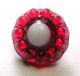 Antique Charmstring Button Red Candy Mold W/ White Dome Top Swirl Back Buttons photo 1