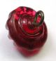 Antique Charmstring Button Red Candy Mold W/ White Dome Top Swirl Back Buttons photo 2