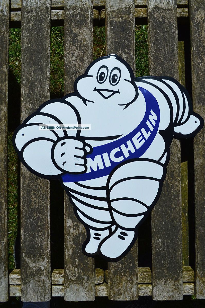 Large Michelin Man Enamel Advertising Wall Sign Plaque Tyre Advertising Signs photo