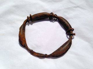 19th Century Iron Currency Anklet.  Akan,  Ivory Coast.  Tribally. photo