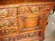 Profusely Carved Great Oak Formal Buffet Sideboard Backbar Lions Faces - 84 